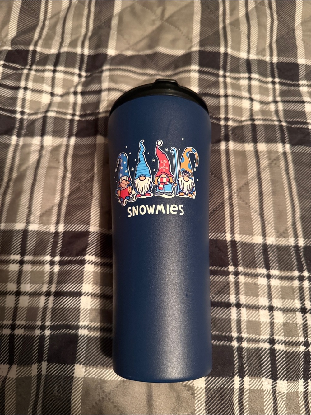 Blue 'Snowmies' Gnome Travel Tumbler